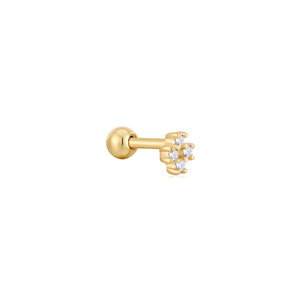Gold Sparkle Cross Barbell Single Earring