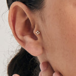 Gold Sparkle Cross Barbell Single Earring