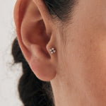Silver Sparkle Cross Barbell Single Earring