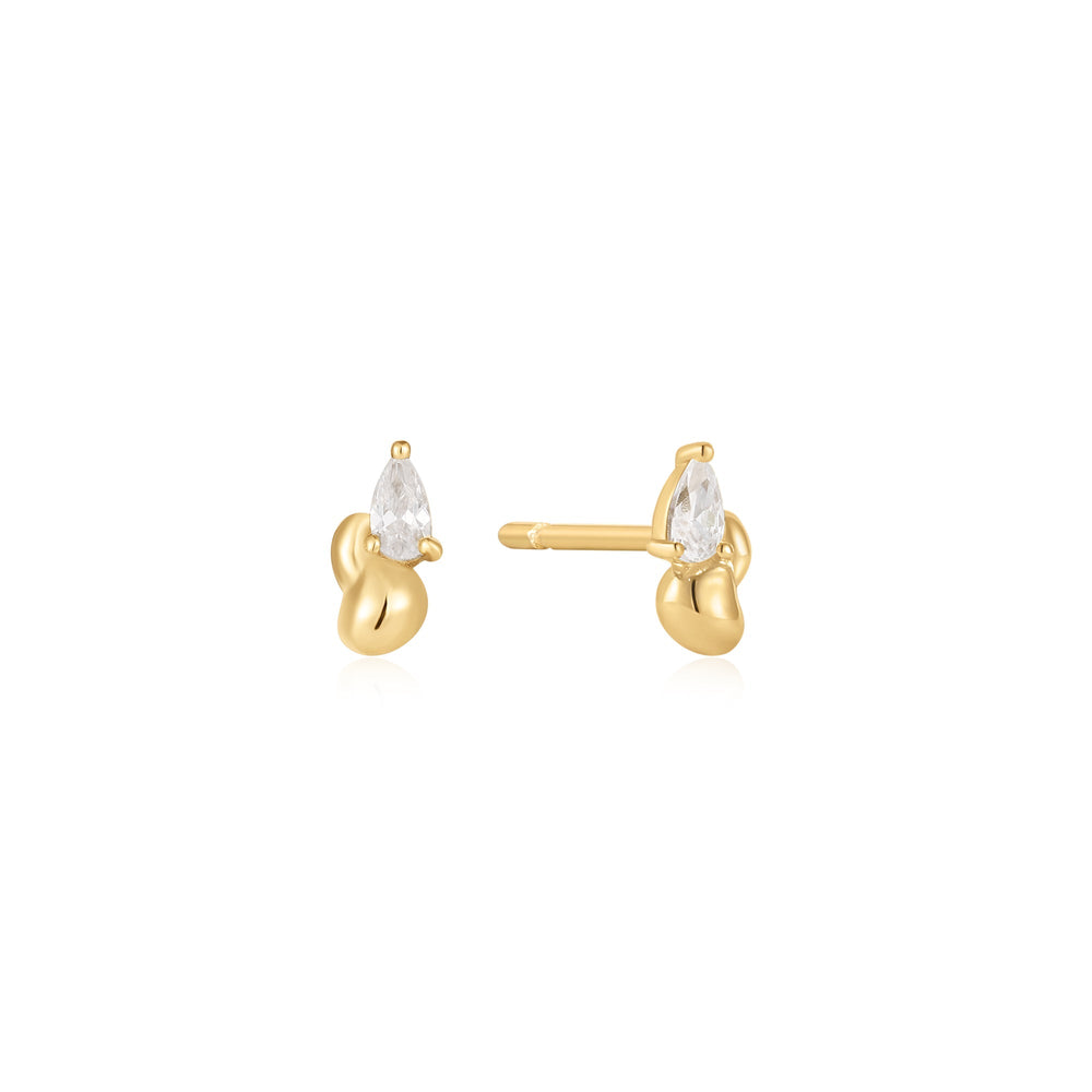 Gold Twisted Wave Stud Earrings