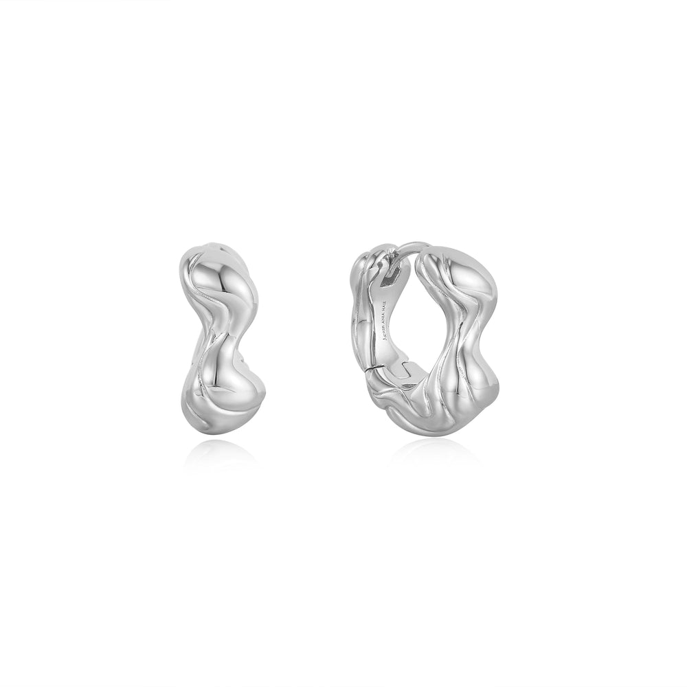 Silver Twisted Wave Thick Hoop Earrings
