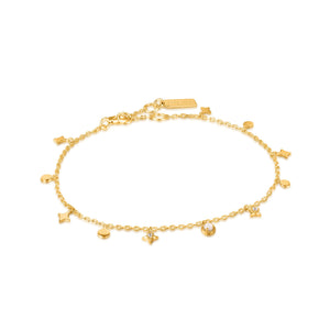 
            
                Load image into Gallery viewer, Gold Star Mother of Pearl Drop Anklet
            
        