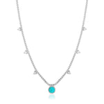 Silver Turquoise Drop Disc Necklace