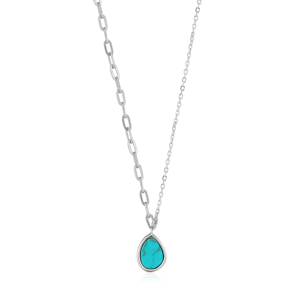 
            
                Load image into Gallery viewer, Silver Tidal Turquoise Mixed Link Necklace
            
        