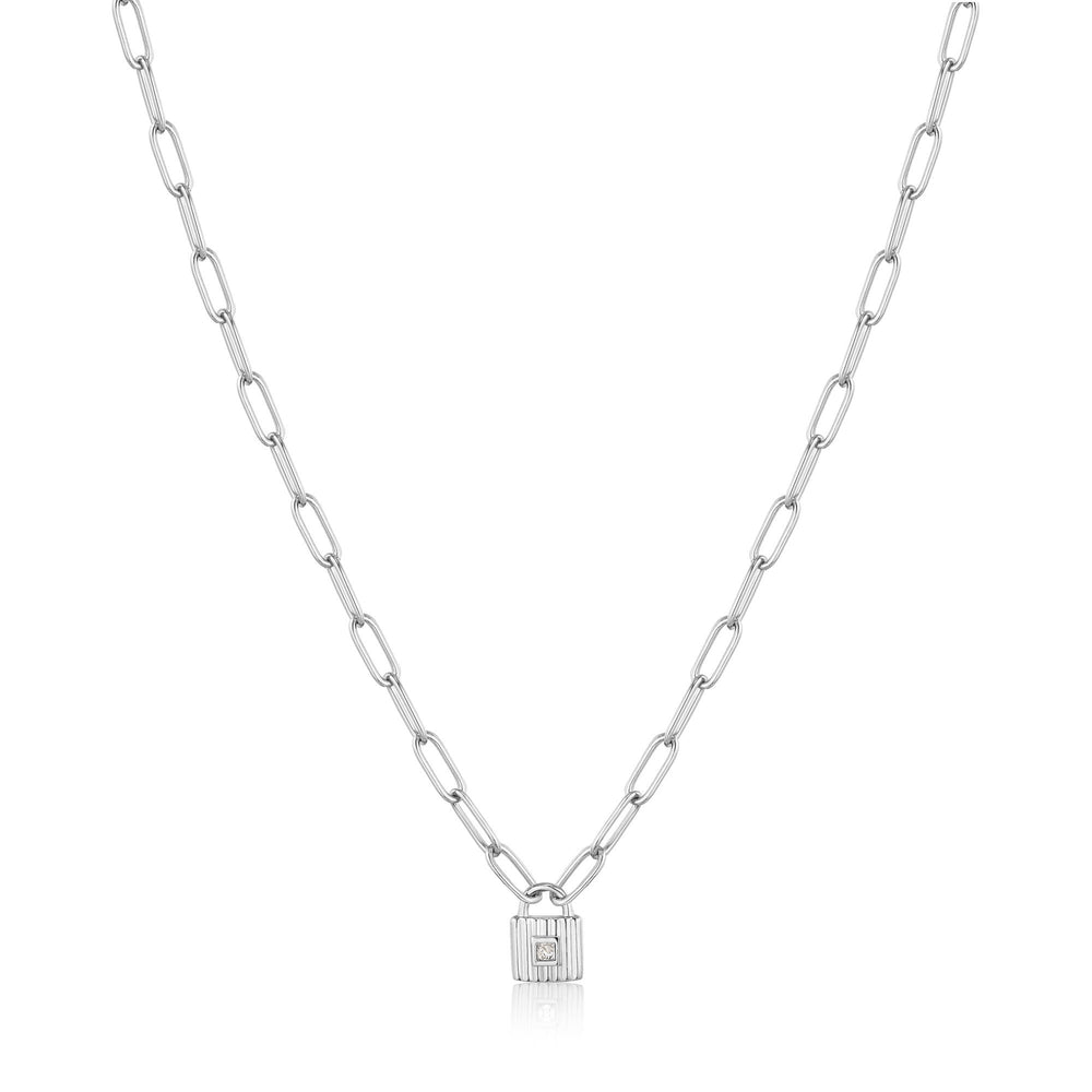 Silver Chunky Chain Padlock Necklace