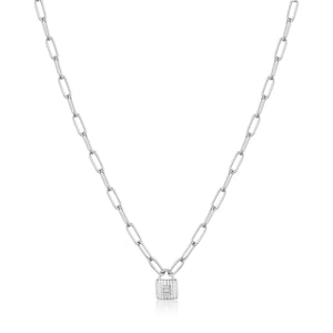 
            
                Load image into Gallery viewer, Silver Chunky Chain Padlock Necklace
            
        