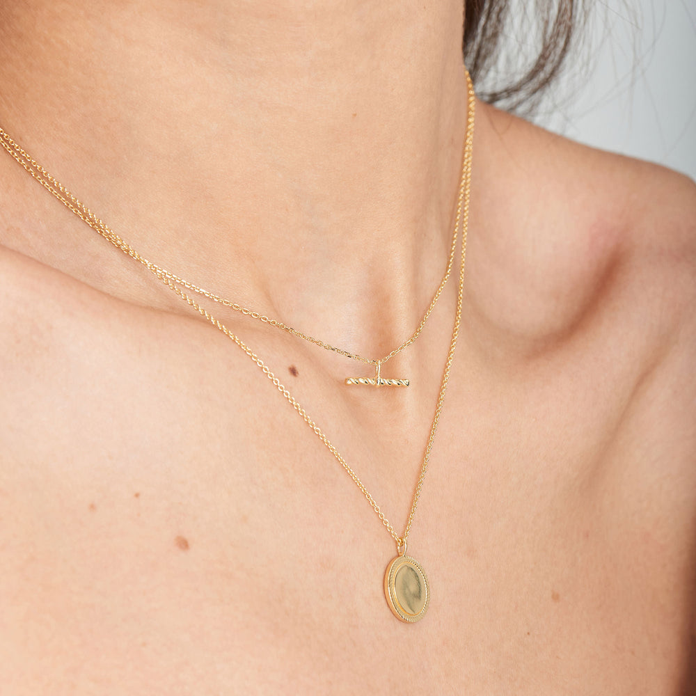 Gold Rope Disc Necklace