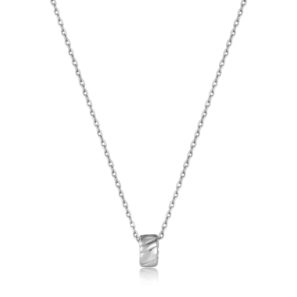 Silver Smooth Twist Pendant Necklace