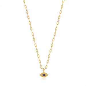 
            
                Load image into Gallery viewer, Gold Lapis Evil Eye Necklace
            
        