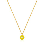 Neon Yellow Enamel Disc Gold Necklace
