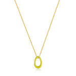 Neon Yellow Enamel Gold Twisted Pendant Necklace