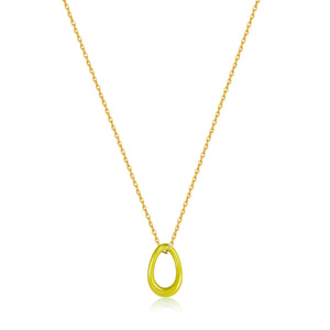 Neon Yellow Enamel Gold Twisted Pendant Necklace