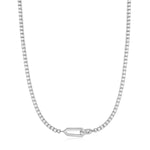 Silver Sparkle Chain Interlock Necklace