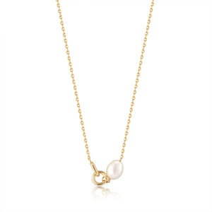
            
                Load image into Gallery viewer, Gold Pearl Link Chain Necklace
            
        