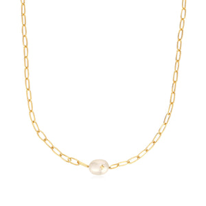 
            
                Load image into Gallery viewer, Gold Pearl Sparkle Chunky Chain Necklace
            
        
