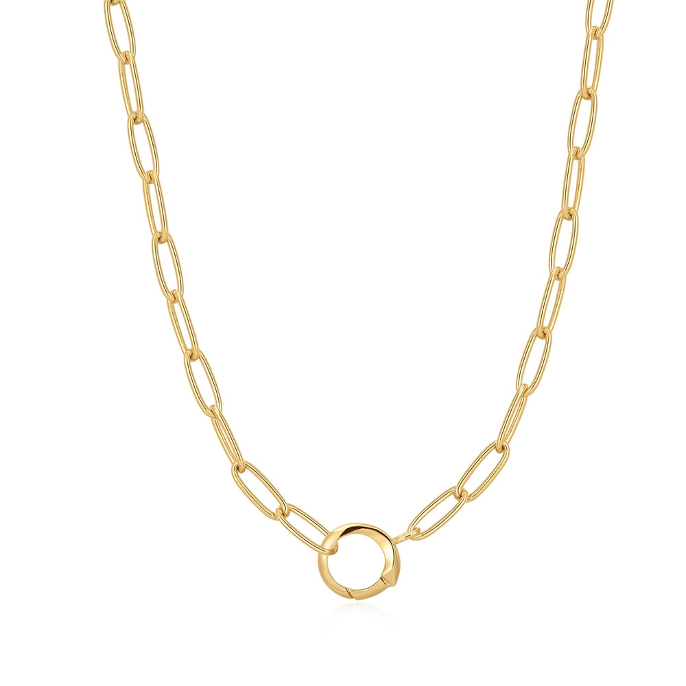 
            
                Load image into Gallery viewer, Gold Link Charm Chain Connector Necklace
            
        