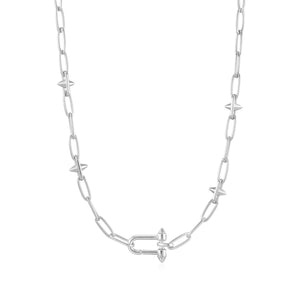 
            
                Load image into Gallery viewer, Silver Stud Link Charm Necklace
            
        