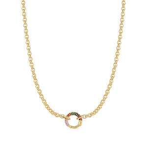 Gold Chain Rainbow Connector Necklace