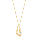 Gold Twisted Wave Drop Pendant Necklace