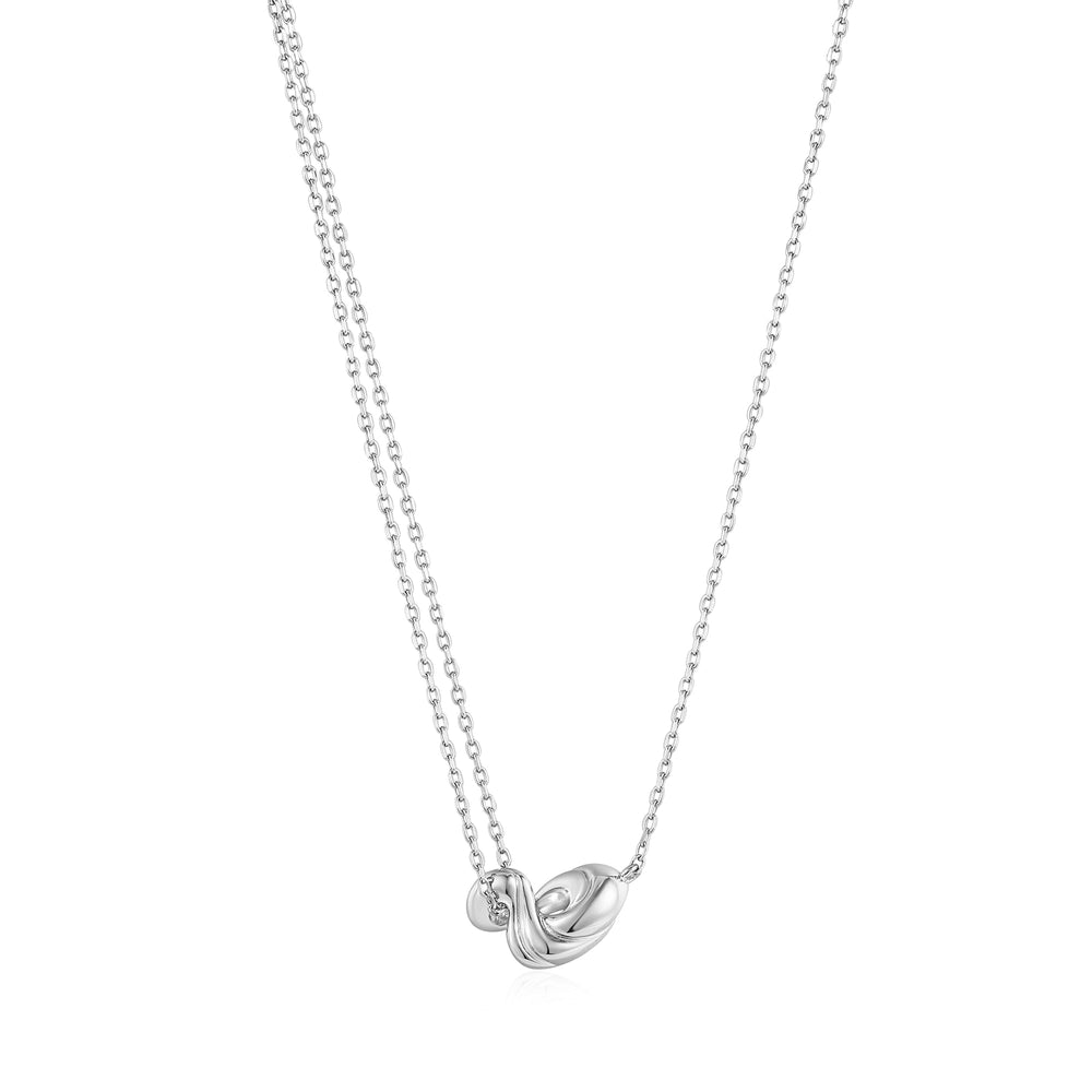 Silver Twisted Wave Mini Pendant Necklace