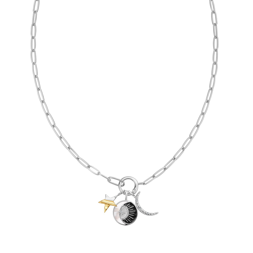 
            
                Load image into Gallery viewer, Silver Link Charm Chain Connector Necklace
            
        
