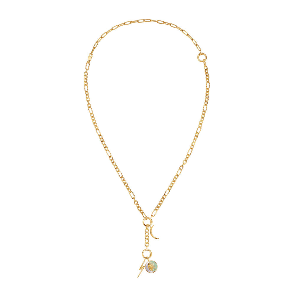 
            
                Load image into Gallery viewer, Gold Mixed Link Charm Chain Connector Necklace
            
        