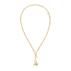 Gold Mixed Link Charm Chain Connector Necklace