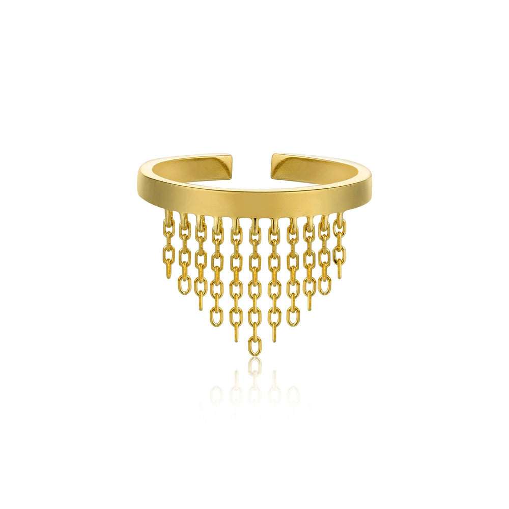 Gold Fringe Fall Adjustable Ring
