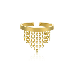 Gold Fringe Fall Adjustable Ring