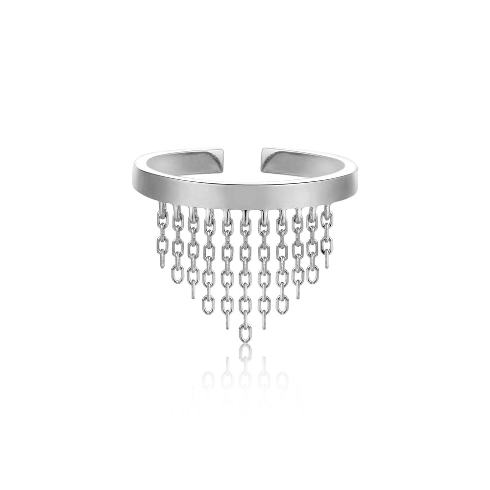 
            
                Load image into Gallery viewer, Silver Fringe Fall Adjustable Ring
            
        