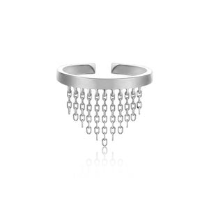 
            
                Load image into Gallery viewer, Silver Fringe Fall Adjustable Ring
            
        