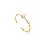 Opal Color Raindrop Adjustable Gold Ring