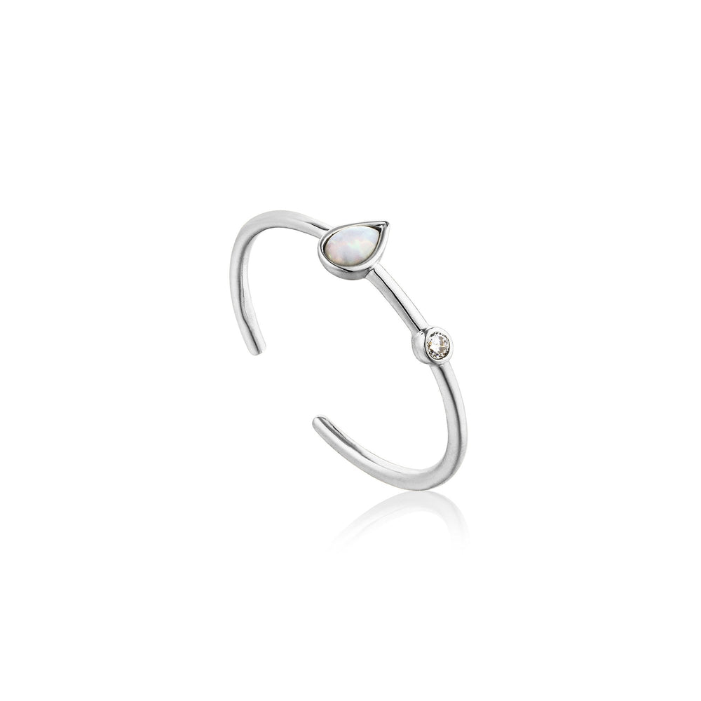 
            
                Load image into Gallery viewer, Opal Color Raindrop Adjustable Silver Ring
            
        