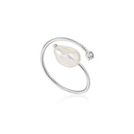 Silver Pearl Twist Adjustable Ring