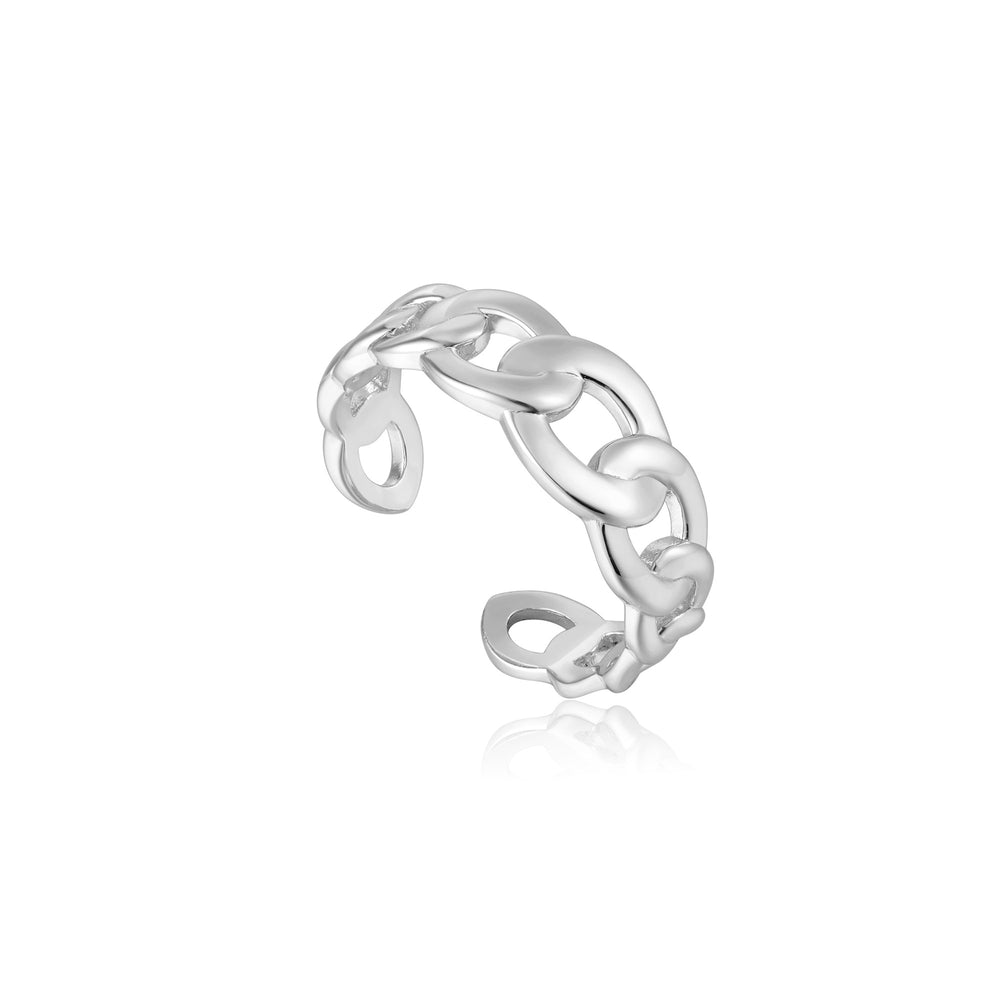 Silver Curb Chain Adjustable Ring