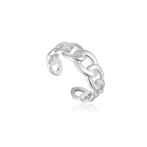 
            
                Load image into Gallery viewer, Silver Curb Chain Adjustable Ring
            
        