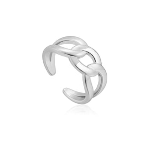
            
                Load image into Gallery viewer, Silver Wide Curb Chain Adjustable Ring
            
        