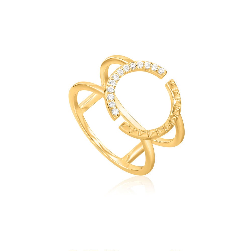 Gold Spike Adjustable Double Ring