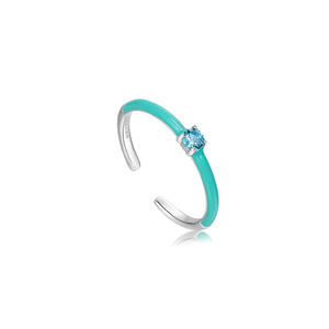 
            
                Load image into Gallery viewer, Teal Enamel Silver Adjustable Ring
            
        