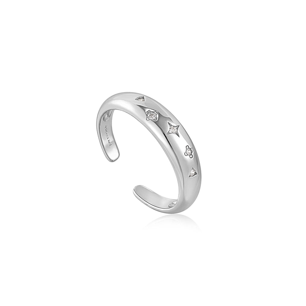 
            
                Load image into Gallery viewer, Silver Scattered Stars Adjustable Ring
            
        