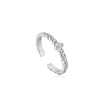 Silver Rope Twist Adjustable Ring