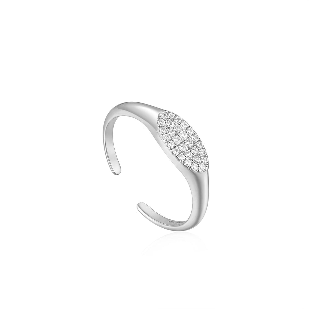 Silver Glam Adjustable Signet Ring