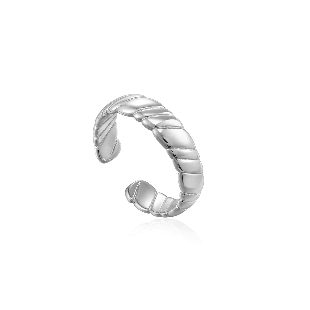 Silver Smooth Twist Wide Band Ring