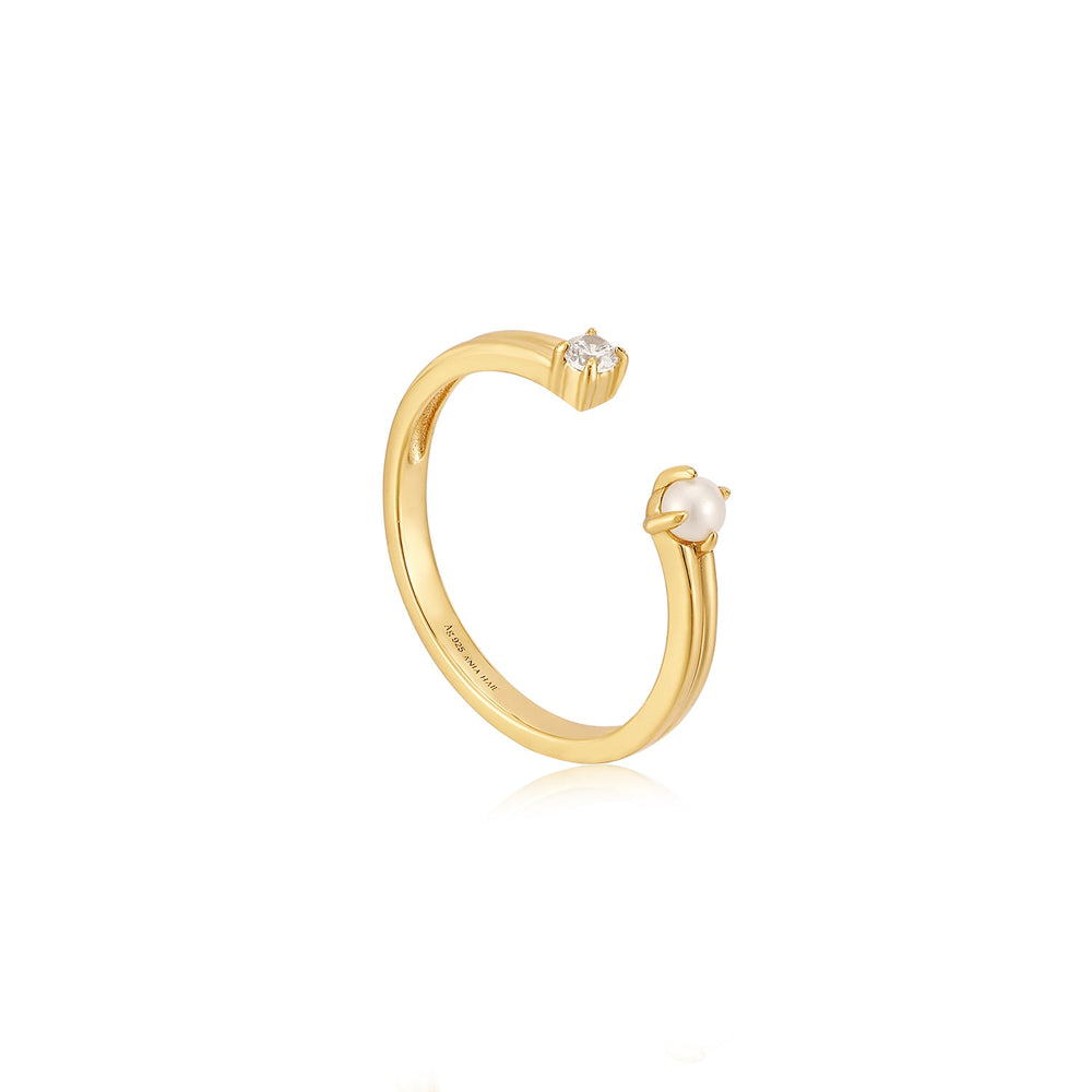 Gold Pearl Sparkle Adjustable Ring