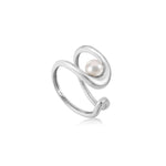 Silver Pearl Sculpted Adjustable Ring