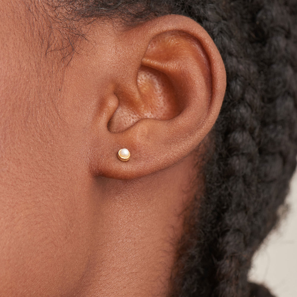 Boucles d'oreilles or perle cabochon