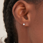 Silver Pearl Cabochon Stud Earrings
