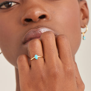 Gold Turquoise Wave Adjustable Ring