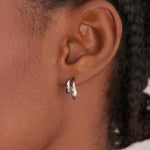 Silver Wave Double Hoop Stud Earrings