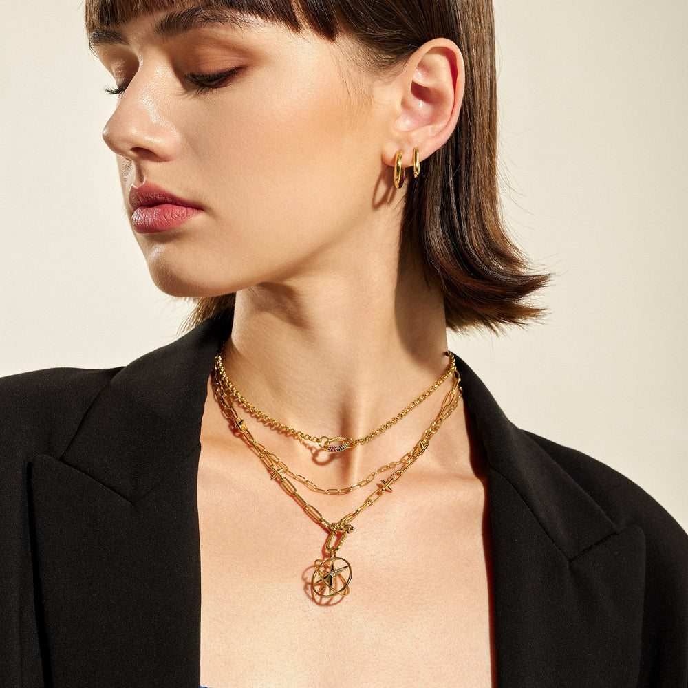 Gold Rainbow Chain Connector Necklace